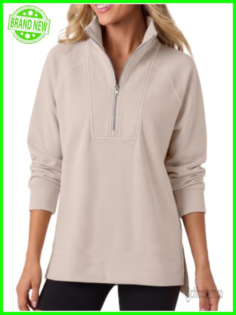 Women's Half Zip Fleece Sweatshirt Loose Fit Pullover Loungewear